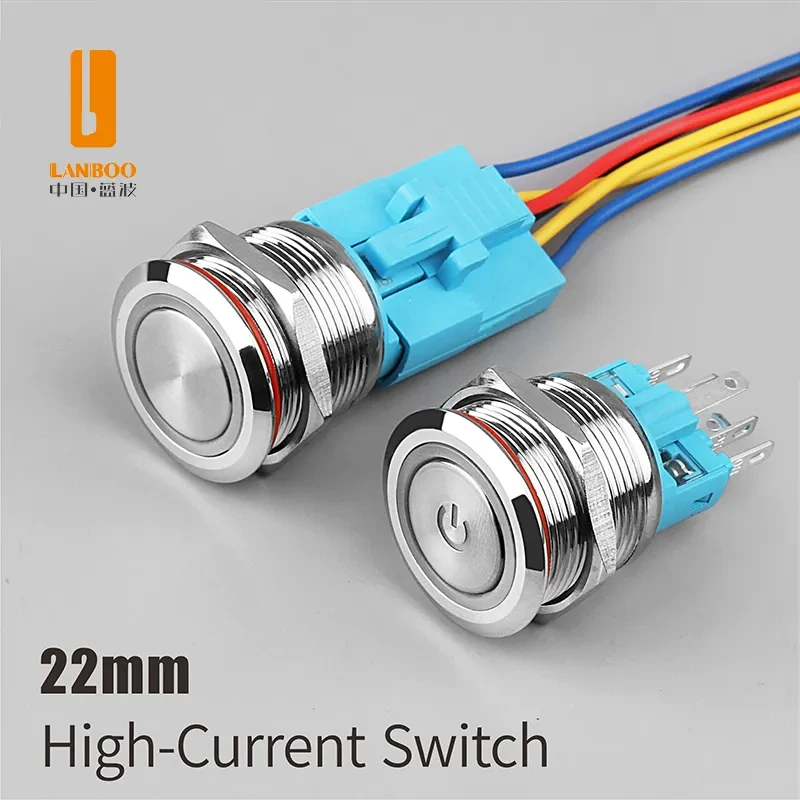 LB12B2 Metal Button Switch Self-locking Reset with White Light | Latching (12 mm)